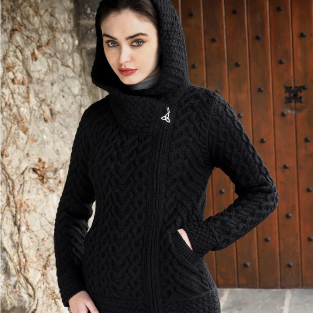 Aran Crafts Black Merino Wool Sweater - Picture 5 of 6